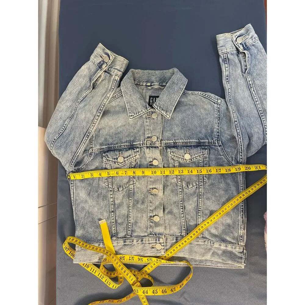 Gap Denim Womens Light Wash Cropped Relaxed Trucker Jacket Light Anita S‎